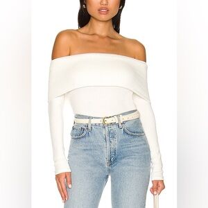 NEW Enza Costa Sweater Knit Off The Shoulder Top in Winter White Size XS